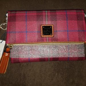 Dooney & Bourke Cranberry plaid Tiverton Foldover Zip Crossbody - NWT